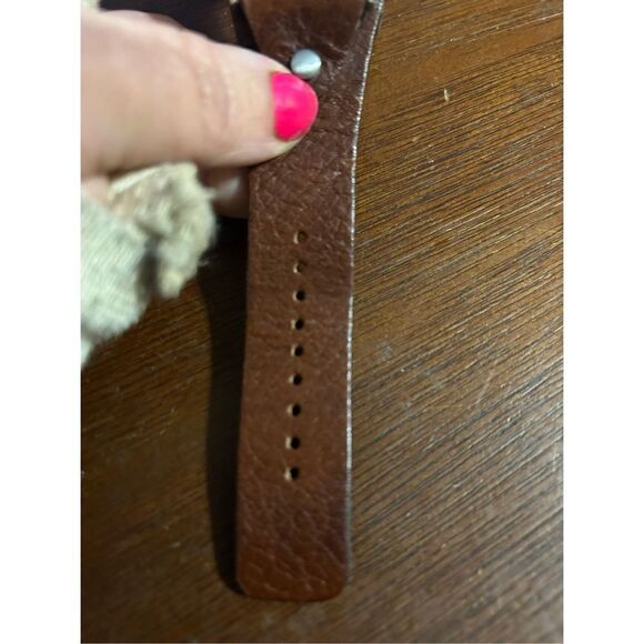 Fossil woman’s JR- 8480 silver cuff brown leather band analog quartz watch - Picture 5 of 7